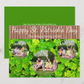 Happy St. patrick's dag Shamrocks familie 3 foto Feestdagenkaart (Voorkant / Achterkant)