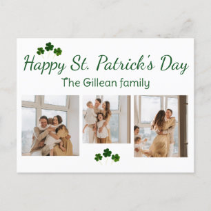 Happy St. patrick's dag Shamrocks familie 3 foto Feestdagenkaart