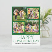 Happy St patricks dag Shamrocks familie 4 foto Feestdagenkaart (Staand voorkant)
