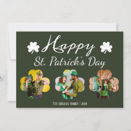 Happy St patricks dag Shamrocks familie foto Feestdagenkaart