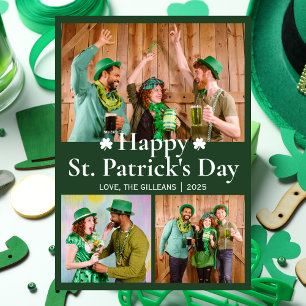 Happy St patricks dag Shamrocks familie foto Feestdagenkaart