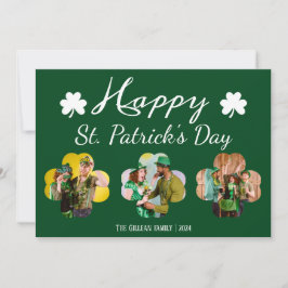Happy St patricks dag Shamrocks familie foto Feestdagenkaart