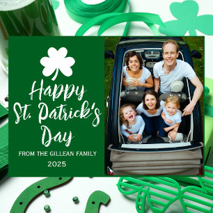 Happy St patricks dag Shamrocks familie foto Folie Feestdagenkaart