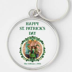 Happy St patricks dag Shamrocks Familie Foto Sleutelhanger