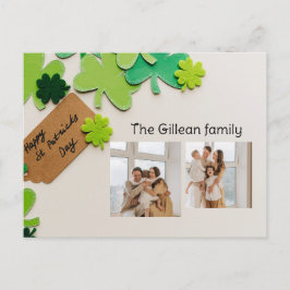 Happy St. patrick's dag Shamrocks familie twee fot Feestdagenkaart