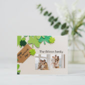 Happy St. patrick's dag Shamrocks familie twee fot Feestdagenkaart (Staand voorkant)