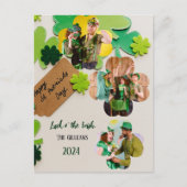 Happy St. patrick's dag Shamrocks familie twee fot Feestdagenkaart (Voorkant)