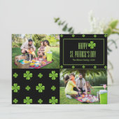 Happy St patricks dag Shamrocks familie Twee foto Feestdagenkaart (Staand voorkant)