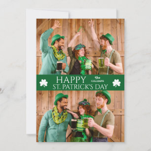 Happy St patricks dag Shamrocks familie Twee foto Feestdagenkaart