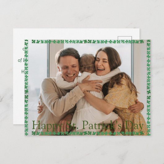 Happy St. patrick's dag Shamrocks familiefoto Feestdagenkaart (Voorkant / Achterkant)