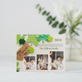 Happy St. patrick's dag Shamrocks familiefoto Feestdagenkaart (Staand voorkant)