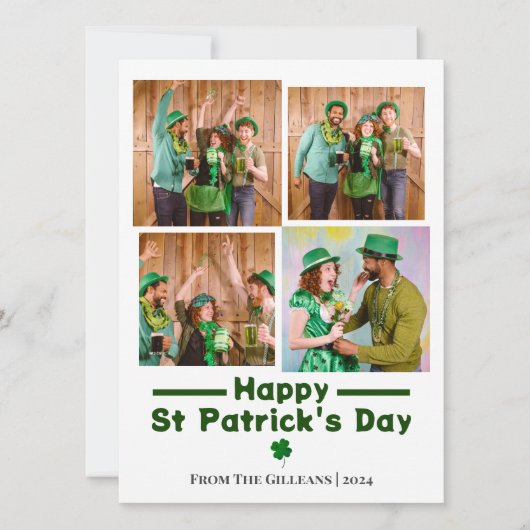 Happy St. patrick's dag Shamrocks familiefoto Feestdagenkaart (Voorkant)