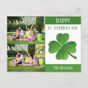 Happy St. patrick's dag Shamrocks familiefoto Feestdagenkaart
