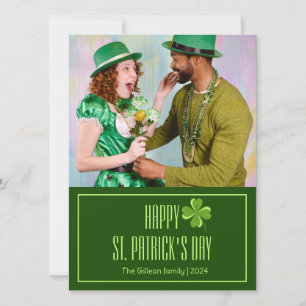 Happy St. patrick's dag Shamrocks familiefoto Feestdagenkaart