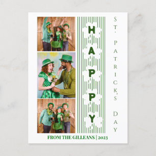 Happy St. patrick's dag Shamrocks familiefoto Feestdagenkaart
