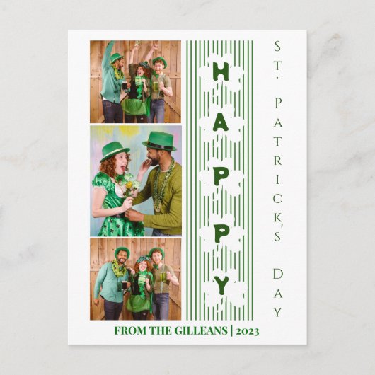 Happy St. patrick's dag Shamrocks familiefoto Feestdagenkaart (Voorkant)