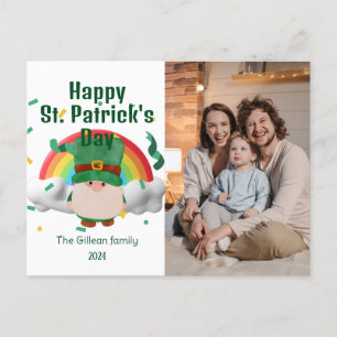 Happy St. patrick's dag Shamrocks familiefoto Feestdagenkaart
