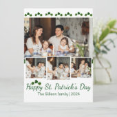 Happy St. patrick's dag Shamrocks familiefoto Feestdagenkaart (Staand voorkant)
