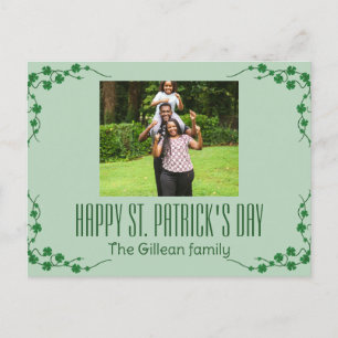 Happy St. patrick's dag Shamrocks familiefoto Feestdagenkaart