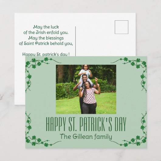 Happy St. patrick's dag Shamrocks familiefoto Feestdagenkaart (Voorkant / Achterkant)