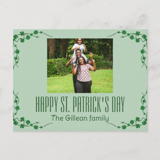 Happy St. patrick's dag Shamrocks familiefoto Feestdagenkaart (Voorkant)