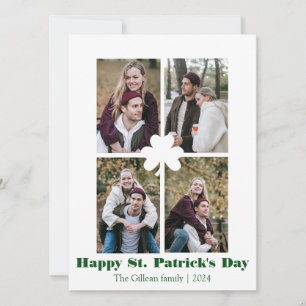 Happy St. patrick's dag Shamrocks familiefoto Feestdagenkaart
