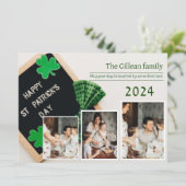 Happy St. patrick's dag Shamrocks familiefoto Feestdagenkaart (Staand voorkant)