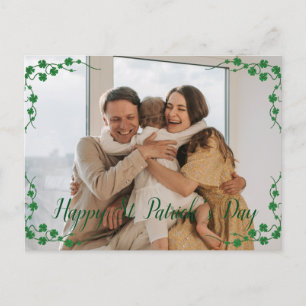 Happy St. patrick's dag Shamrocks familiefoto Feestdagenkaart