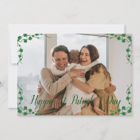 Happy St. patrick's dag Shamrocks familiefoto Feestdagenkaart (Voorkant)