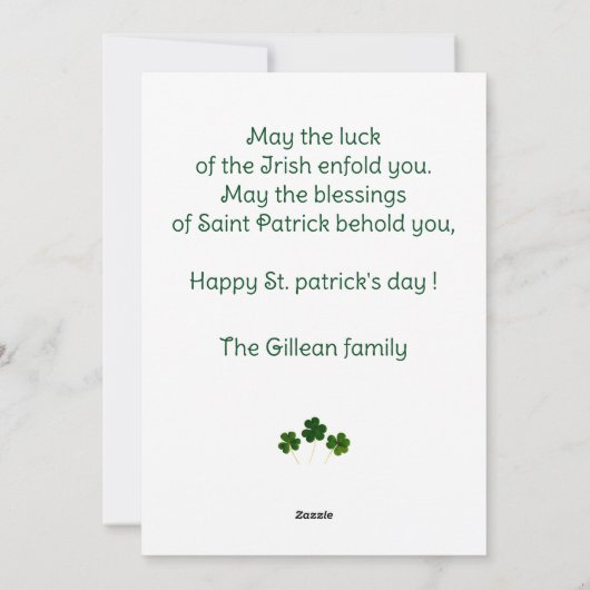 Happy St. patrick's dag Shamrocks familiefoto Feestdagenkaart (Achterkant)