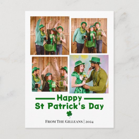 Happy St. patrick's dag Shamrocks familiefoto Feestdagenkaart (Voorkant)