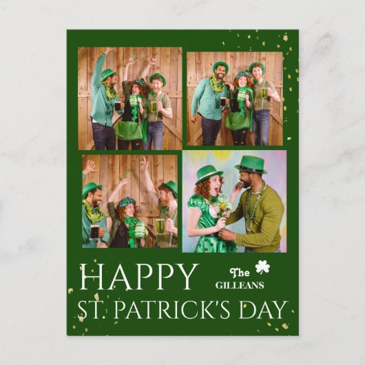 Happy St. patrick's dag Shamrocks familiefoto Feestdagenkaart (Voorkant)