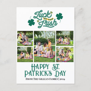 Happy St. patrick's dag Shamrocks familiefoto Feestdagenkaart