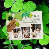 Happy St. patrick's dag Shamrocks familiefoto Feestdagenkaart