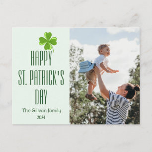 Happy St. patrick's dag Shamrocks familiefoto Feestdagenkaart