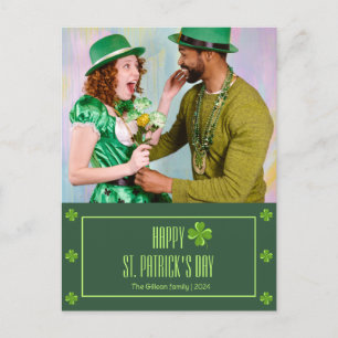 Happy St. patrick's dag Shamrocks familiefoto Feestdagenkaart