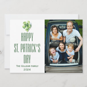 Happy St. patrick's dag Shamrocks familiefoto Feestdagenkaart