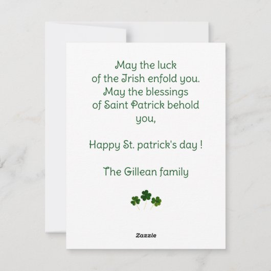 Happy St. patrick's dag Shamrocks familiefoto Feestdagenkaart (Achterkant)