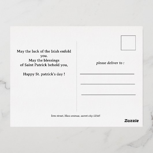 Happy St. patrick's dag Shamrocks familiefoto Folie Feestdagen Briefkaart (Achterkant)