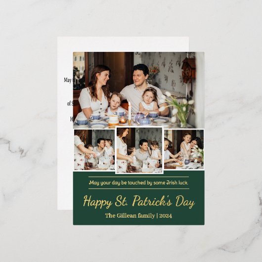 Happy St. patrick's dag Shamrocks familiefoto Folie Feestdagen Briefkaart (Voorkant / Achterkant)