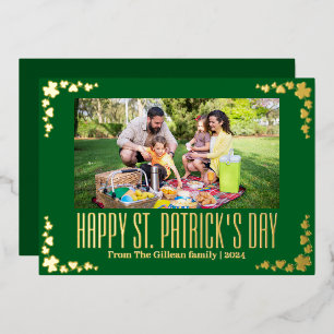 Happy St. patrick's dag Shamrocks familiefoto Folie Feestdagenkaart