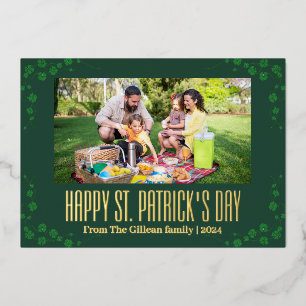 Happy St. patrick's dag Shamrocks familiefoto Folie Feestdagenkaart