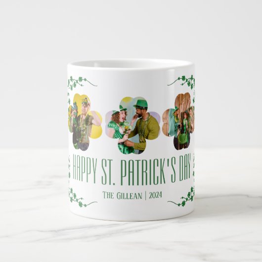 Happy St. patrick's dag Shamrocks familiefoto Grote Koffiekop (Voorkant)