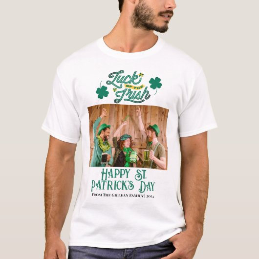Happy St. patrick's dag Shamrocks familiefoto T-shirt (Voorkant)