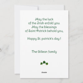 Happy St. patrick's dag Shamrocks kind foto Feestdagenkaart