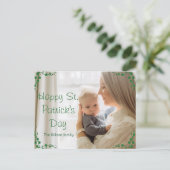 Happy St. patrick's dag Shamrocks mam & baby foto Feestdagenkaart (Staand voorkant)