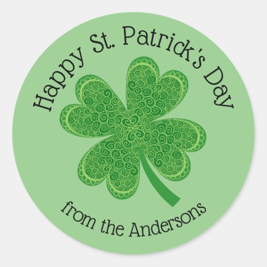 Happy St Patrick's Day 4 Bladklaver Ronde Sticker (Voorkant)
