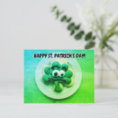 Happy St. Patrick's Day 4 Bladklaverkoekje Briefkaart (Staand voorkant)