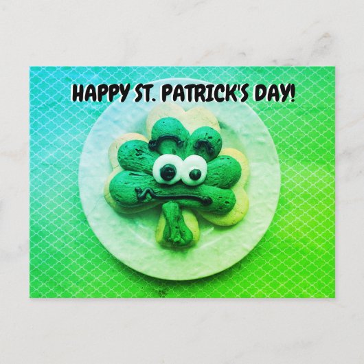 Happy St. Patrick's Day 4 Bladklaverkoekje Briefkaart (Voorkant)