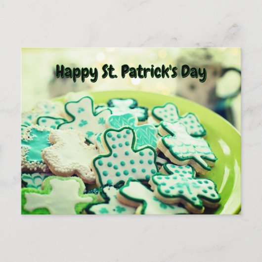 Happy St. Patrick's Day 4 Bladklaverkoekjes Briefkaart (Voorkant)
